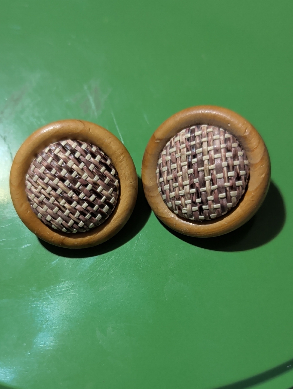 MCM Boho Basket Weave Statement Earrings in Tan and Mauve